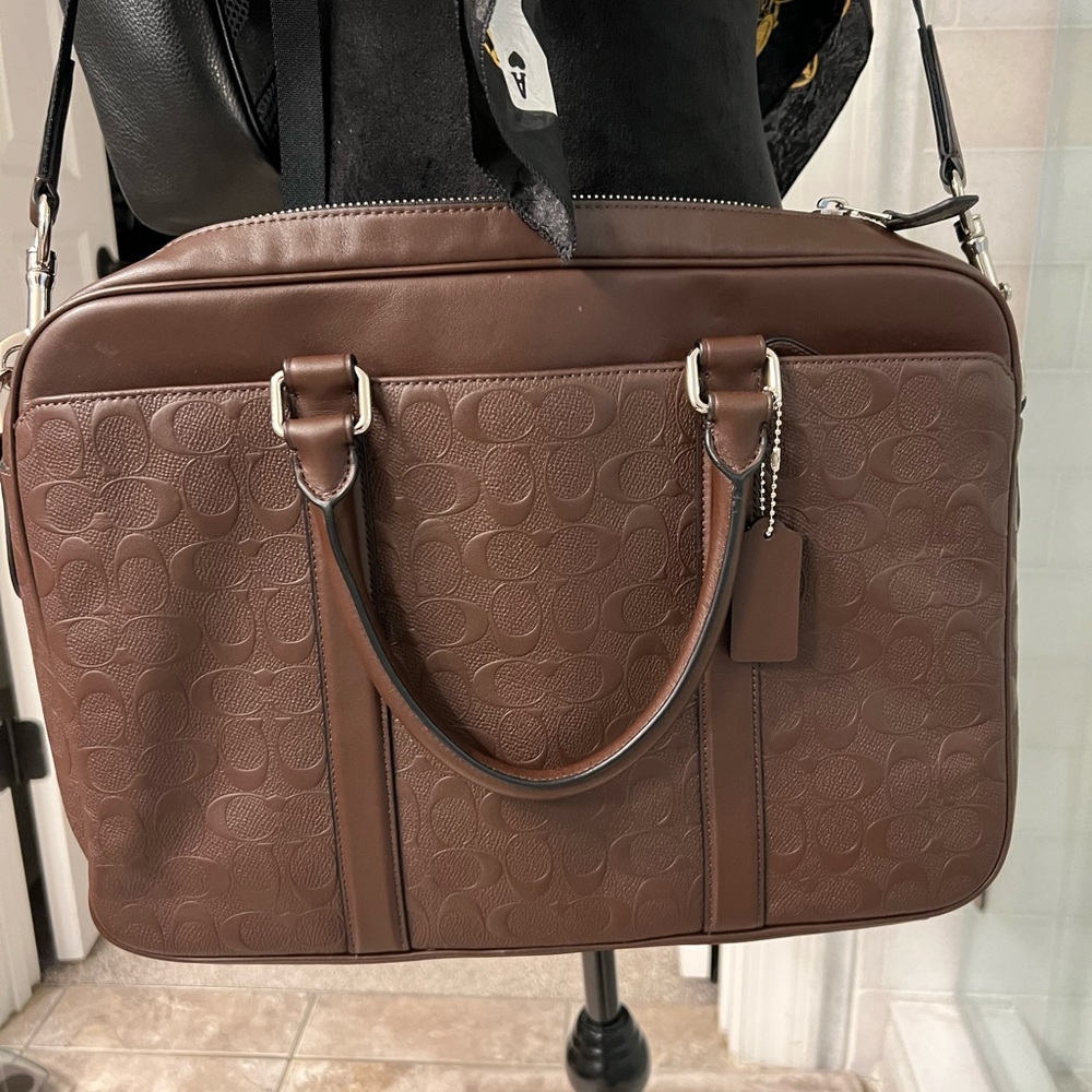 New w/o tag. Coach Brown Leather Men's Laptop Bag - Picture 6 of 7